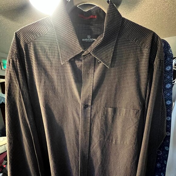 Bugatchi Black Geometric Print 100% Cotton Long-Sleeve Button-Up SZ XL - Picture 1 of 5
